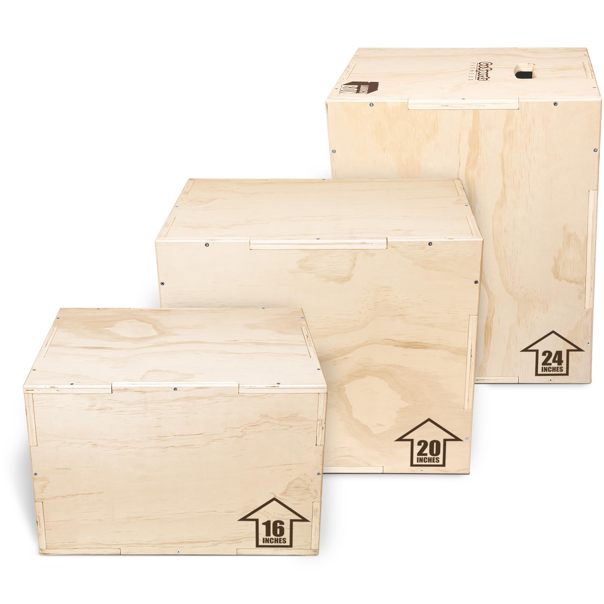 GoSports Fitness Launch Box 3-in-1 Adjustable Height Wood Plyo